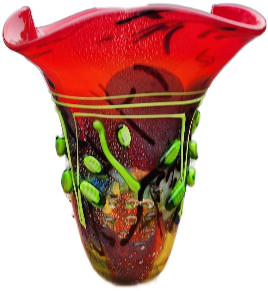 Stunning monumental Vintage art glass vase in the manner of Murano artists and Dale Chihuly w/ - 4
