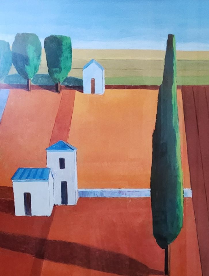 Barton Vintage signed print featuring minimalist rural landscape - 3