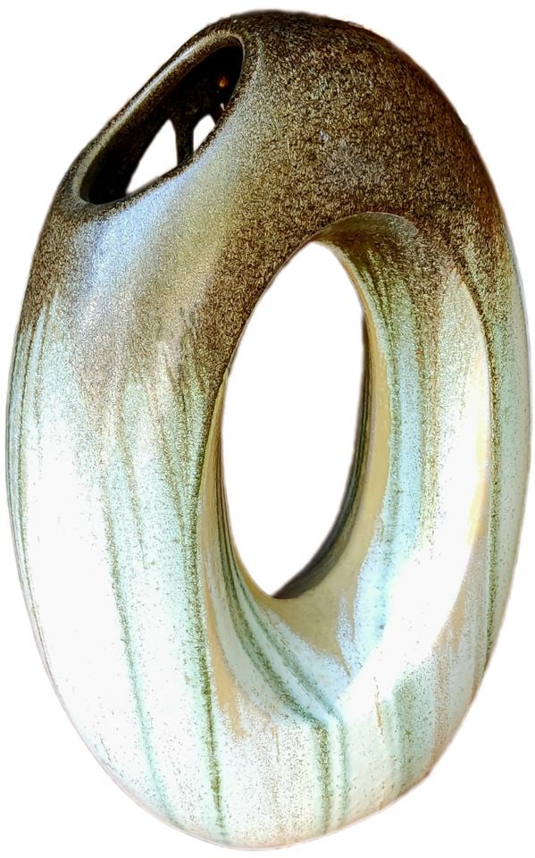 Vintage abstract sculptural authentic Chinese ceramic flower vase - 2