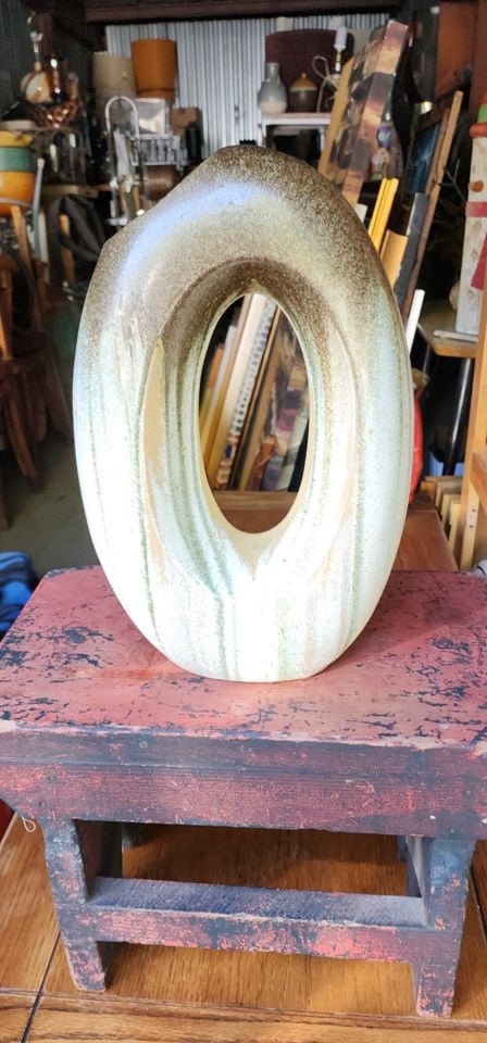 Vintage abstract sculptural authentic Chinese ceramic flower vase - 5