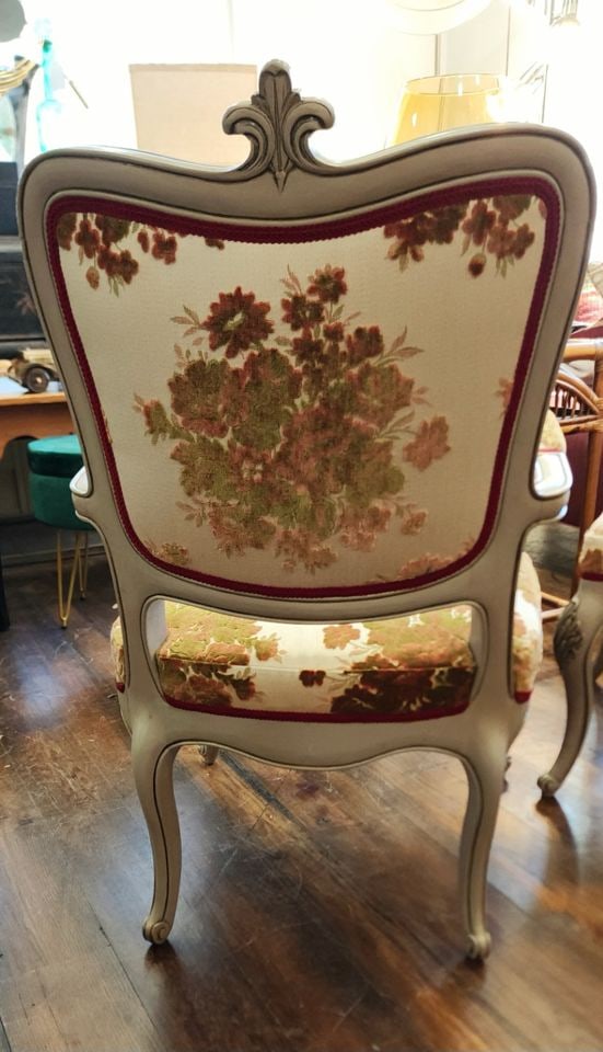 Pair of Fabulous Antique French Louis XV Style Armchairs 1920s w/ Chenille Fabric. - 5