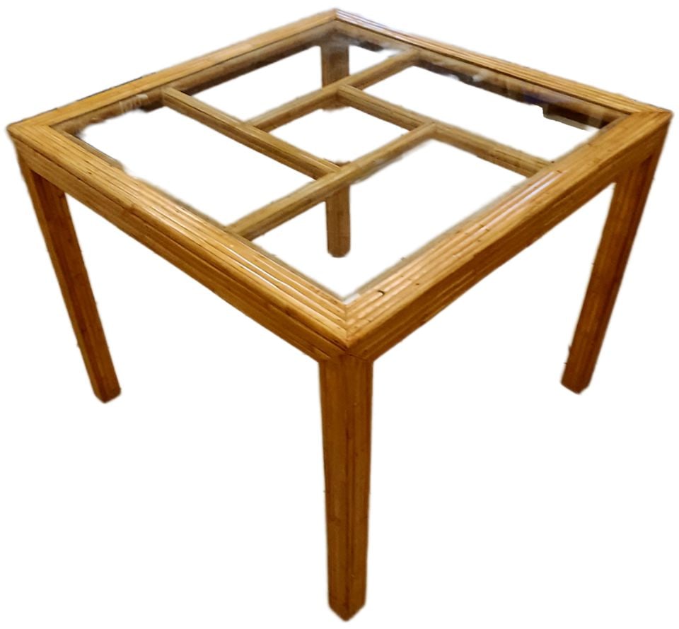 Vintage designer '70s or '80s rattan and glass dining table. Perfect for a modern or country decor. - 2