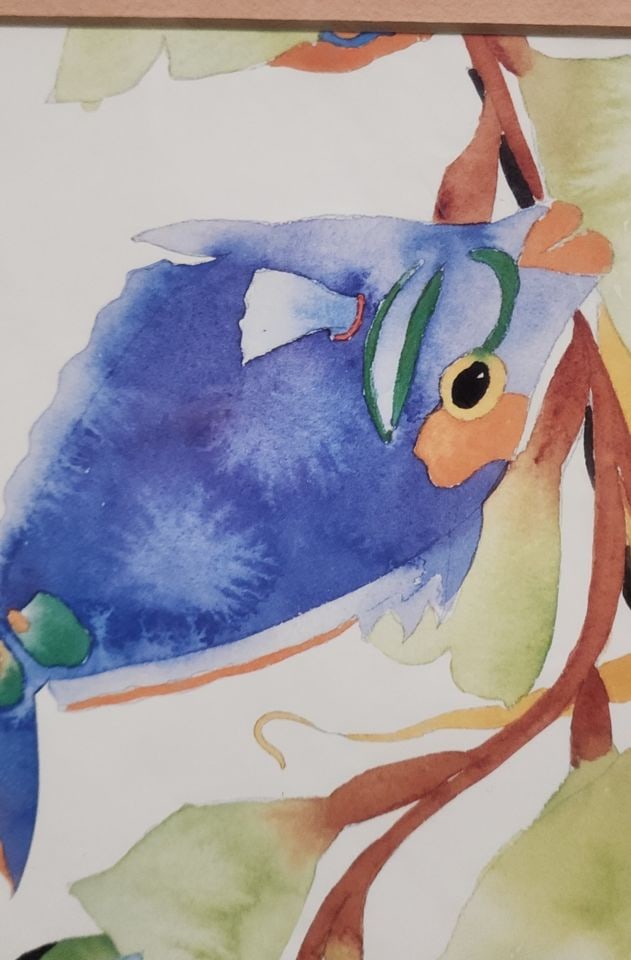 2 of 2 vintage prints of Tracy Taylor watercolor featuring collage of brilliantly colored fish. - 3