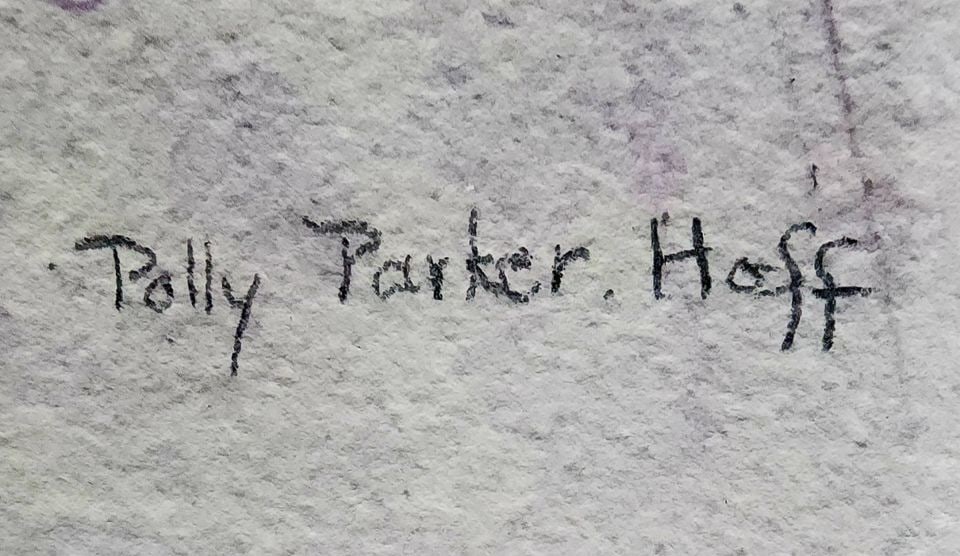 Polly Parker Hoff hand-signed vintage impressionist oil painting of white lilly framed under glass - 3