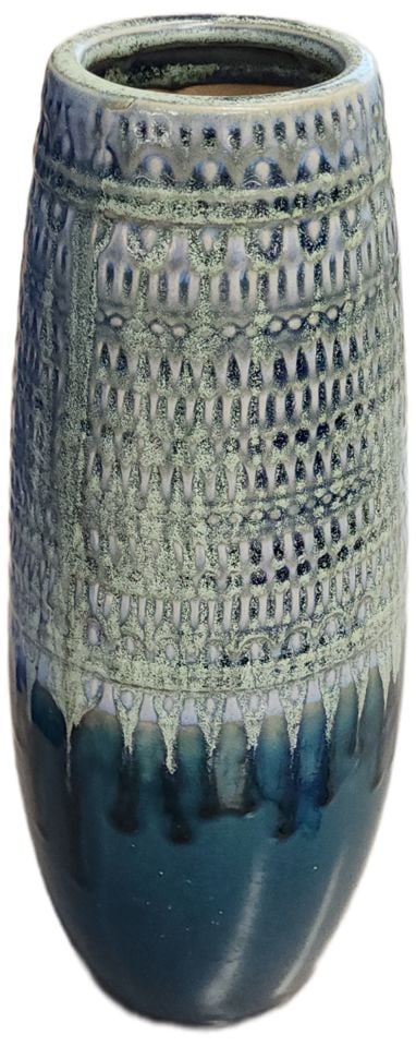 Very cool mid-century brutalist style ceramic multi-textured art vase. 10 x 3 - 2