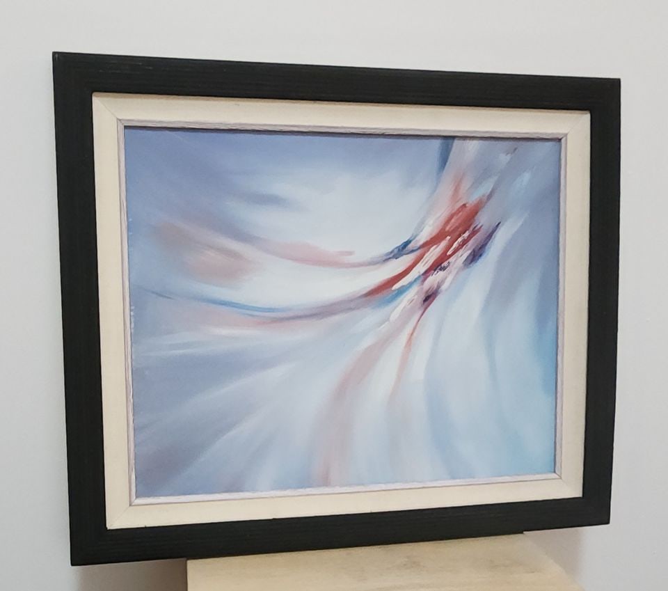 Vintage powerful modernist abstract oil painting 21 x25" - 2