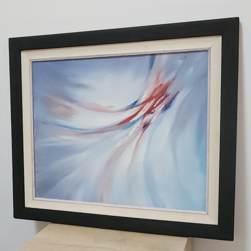 Vintage powerful modernist abstract oil painting 21 x25" - 3