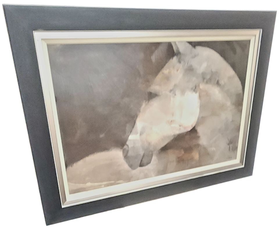 Albena Hiristova, Ltd. Edition 33x45 abstract expressionist oil painting imaged on board. - 2