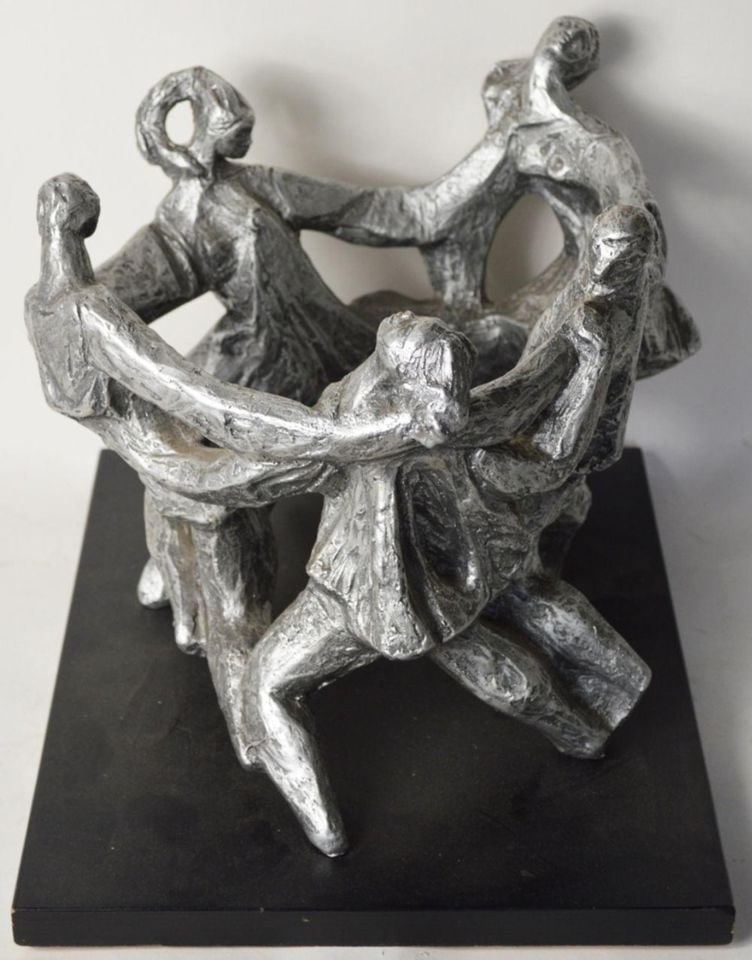 Mid-Century Brutalist Sculpture of Judeo Hora Dance by Klara Server for Austin Productions Circa 70s (1 of 7)