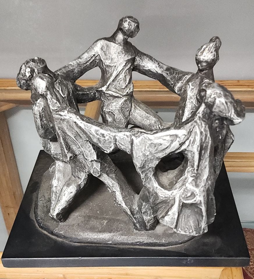 Mid-Century Brutalist Sculpture of Judeo Hora Dance by Klara Server for Austin Productions Circa 70s - 2