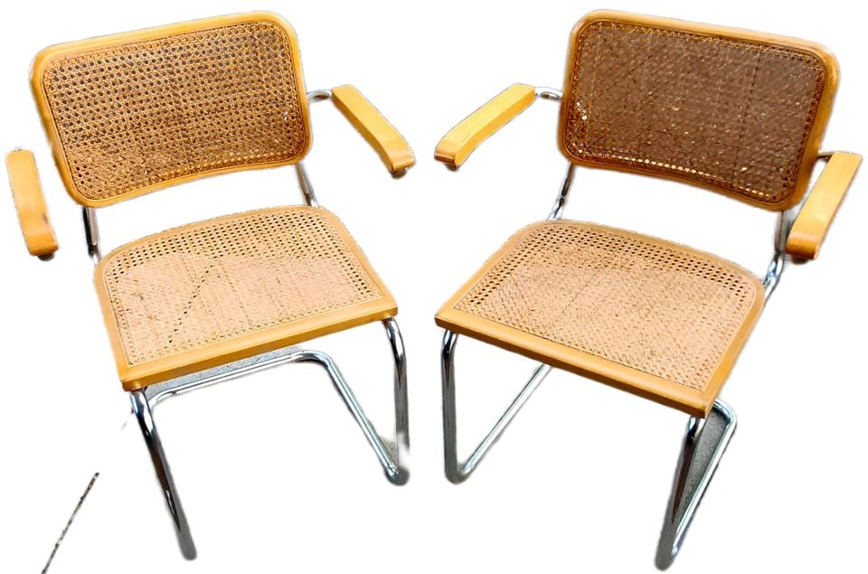 Pair of Mid-Century Cesca Italian Side Chairs by Marcel Breuer. Original designed 1928 as at MoMa. - 2