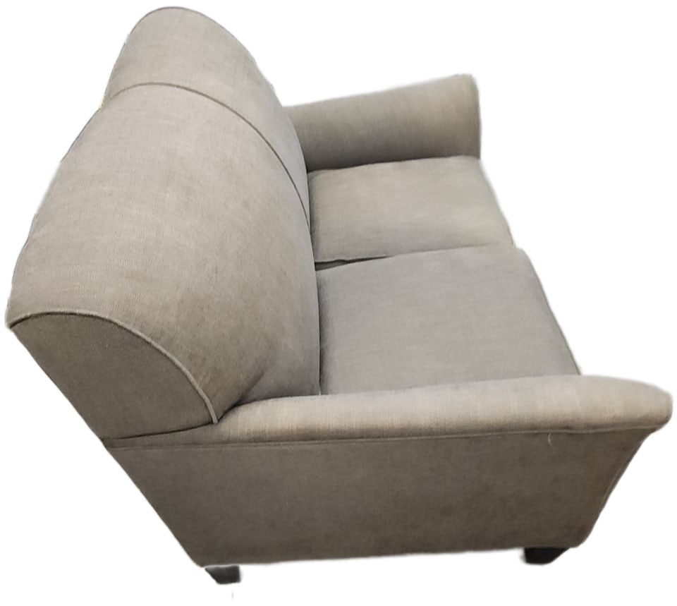 Vintage mid-century Bauhaus Style hi-back sofa loveseat w/ great textured iridescent gray fabric. - 2