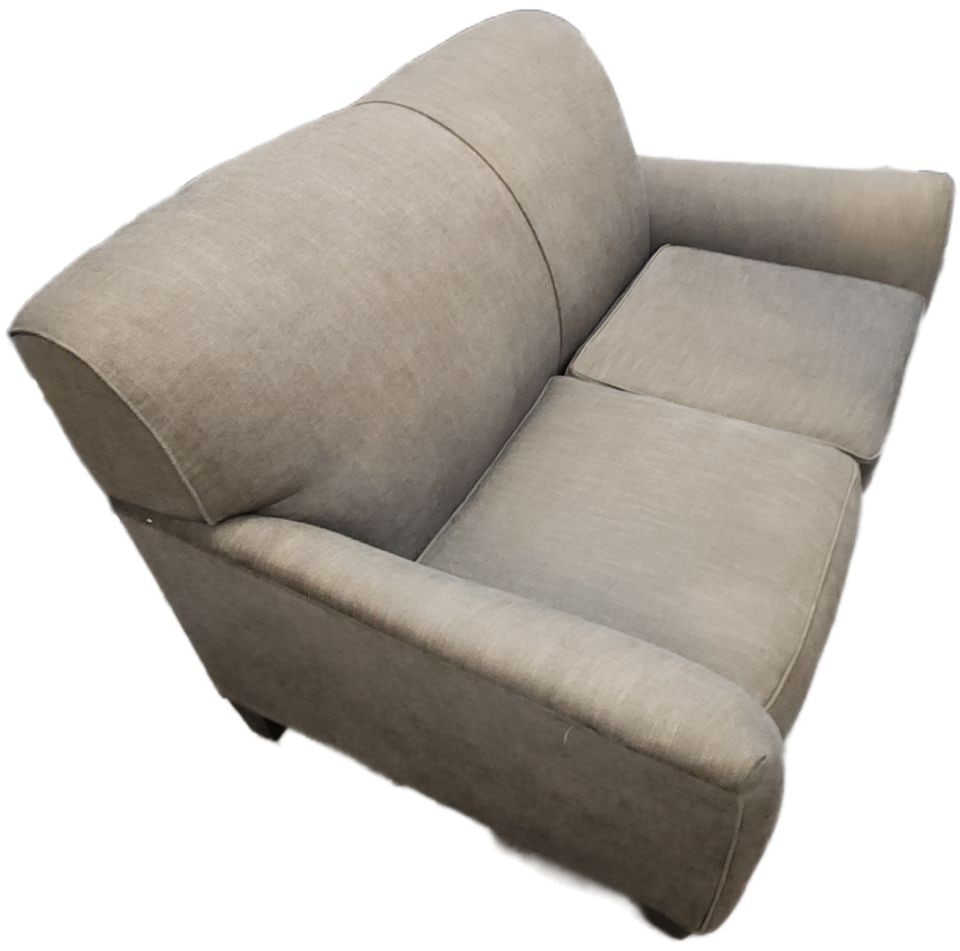 Vintage mid-century Bauhaus Style hi-back sofa loveseat w/ great textured iridescent gray fabric. - 3