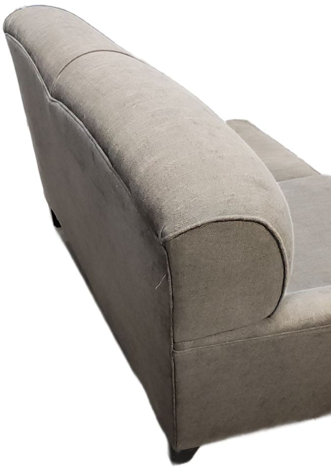 Vintage mid-century Bauhaus Style hi-back sofa loveseat w/ great textured iridescent gray fabric. - 5