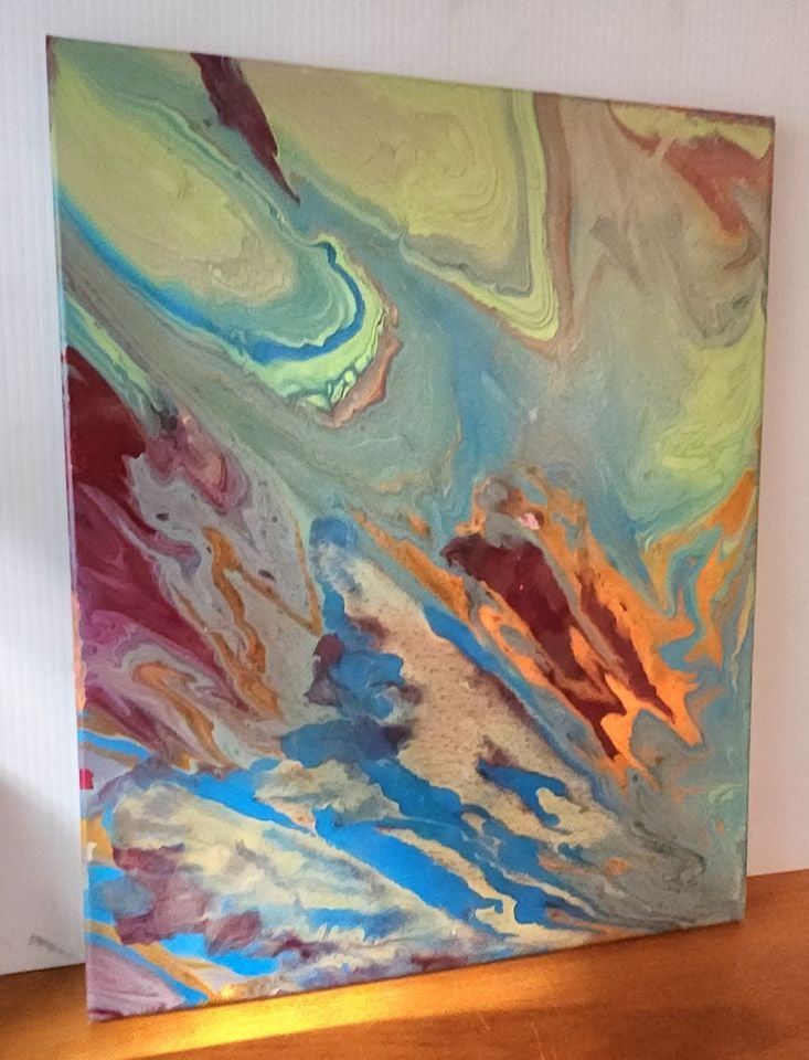 Modernist abstract oil painting w/ wonderful psychedelic imagery. 16x20 (1 of 3)