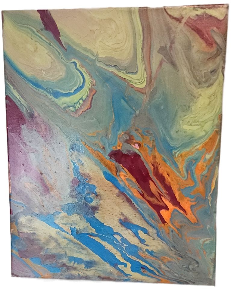 Modernist abstract oil painting w/ wonderful psychedelic imagery. 16x20 - 2