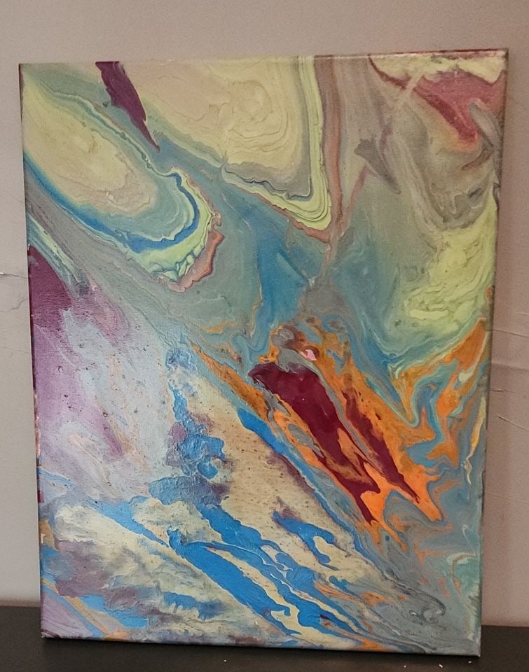 Modernist abstract oil painting w/ wonderful psychedelic imagery. 16x20 - 3