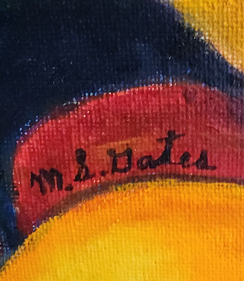 M.S. Gates signed oil painting with image from Cezanne's 1899 work "Life with Apples and Oranges" - 2