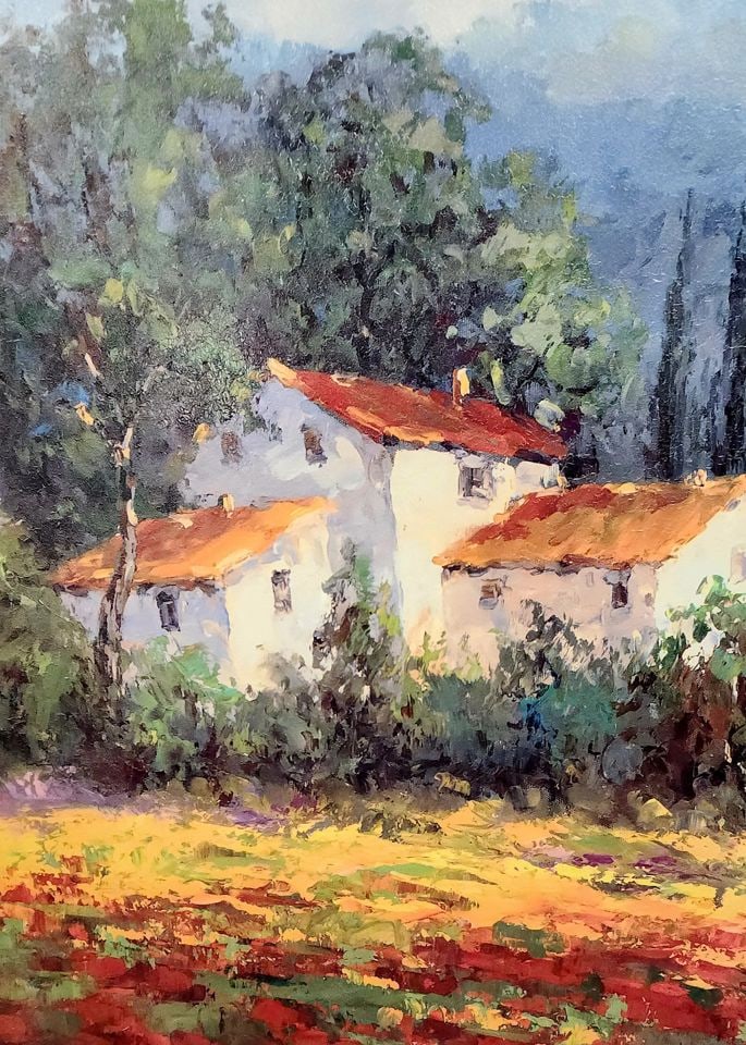 Museum quality impasto oil painting reproduction on canvas of Peter Hulsey's "Fleur du Pays" 48 x 48 - 2