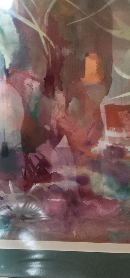 Wiesen original vintage abstract expressionist floral watercolor painting signed by artist. Circa 61 - 3