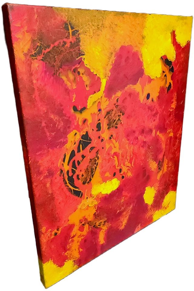 Original modernist impasto-style abstract oil painting w/ vibrant bold colors & great texture. 24x30 - 2