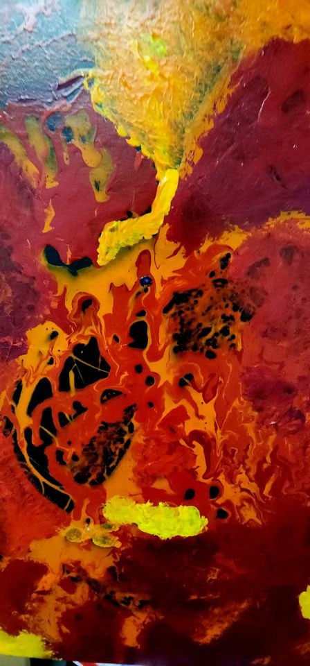 Original modernist impasto-style abstract oil painting w/ vibrant bold colors & great texture. 24x30 - 3