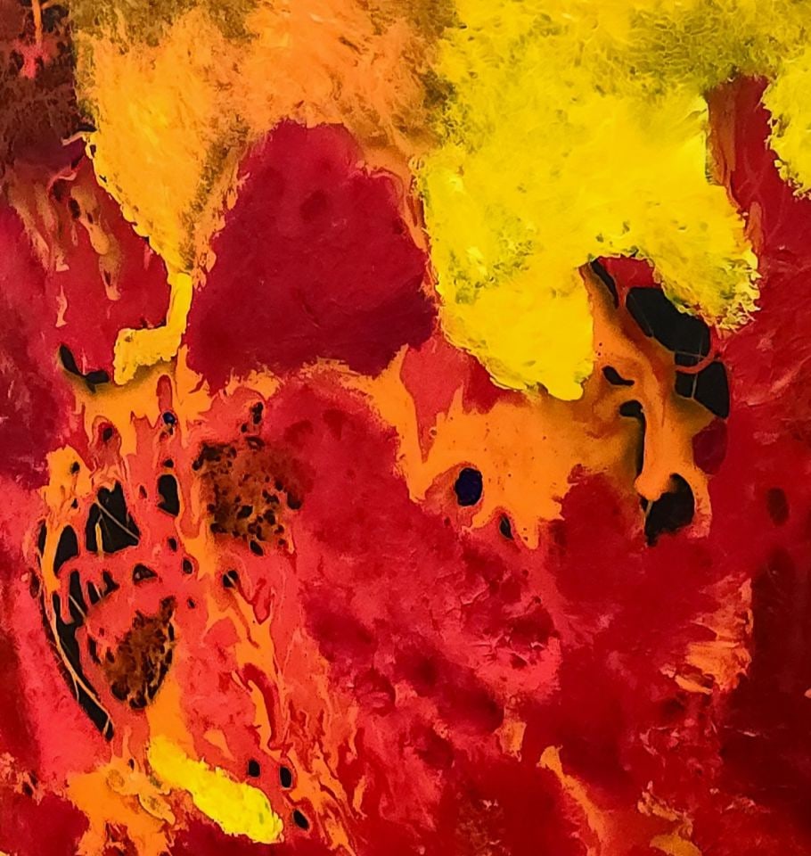 Original modernist impasto-style abstract oil painting w/ vibrant bold colors & great texture. 24x30 - 4