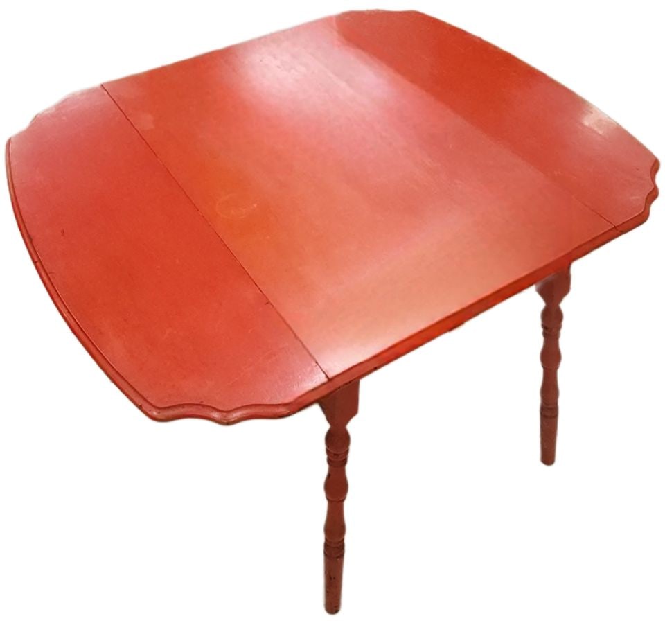 Antique country drop leaf dining table hand-painted red. Perfect for any rustic or Farmhouse decor. - 6