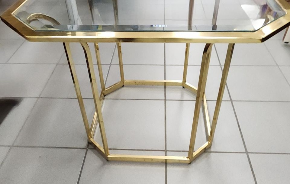 Mid-Century Art Deco Tulip Form Brass and Glass Top Side or Coffee Table - 3