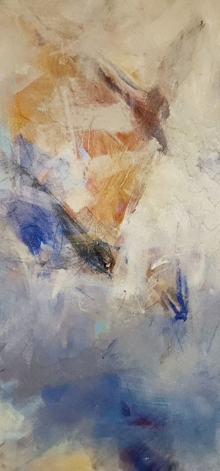 Modernist abstract giclee oil painting w/ rich textured impasto style. Facsimile Signed. - 2