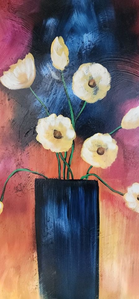 Rafael, exquisite vibrantly colored 36x48" floral still life giclee oil painting facsimile signed. - 3