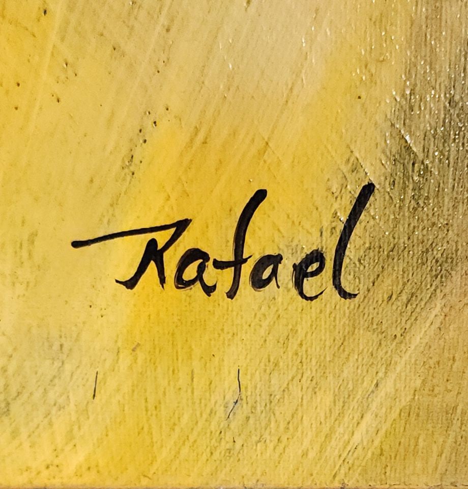 Rafael, exquisite vibrantly colored 36x48" floral still life giclee oil painting facsimile signed. - 4