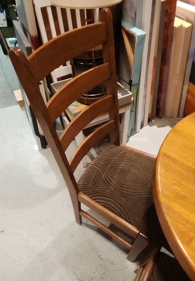 Fabulous vintage mid-century modern dining set w/ Butcher Block table & 4 upholstered chairs - 5
