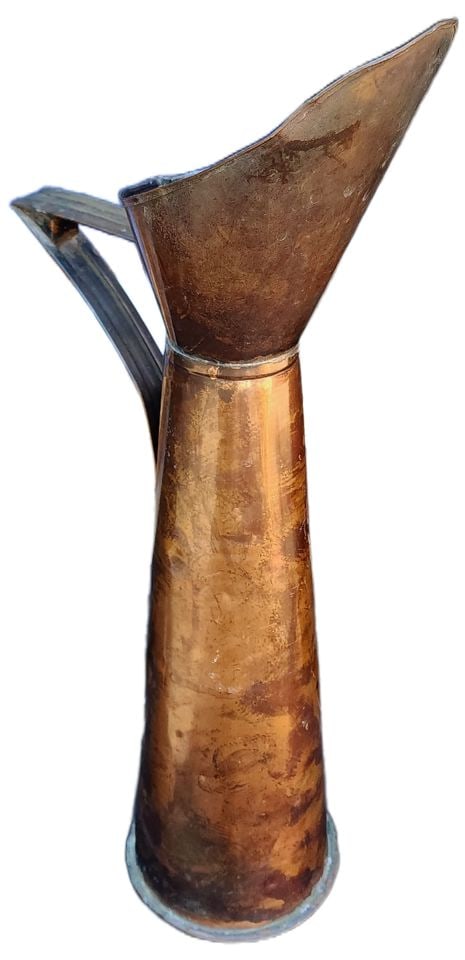 Exceptional rare historic antique hand-forged copper water pitcher. (1 of 4)