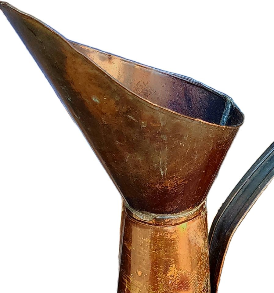 Exceptional rare historic antique hand-forged copper water pitcher. - 3