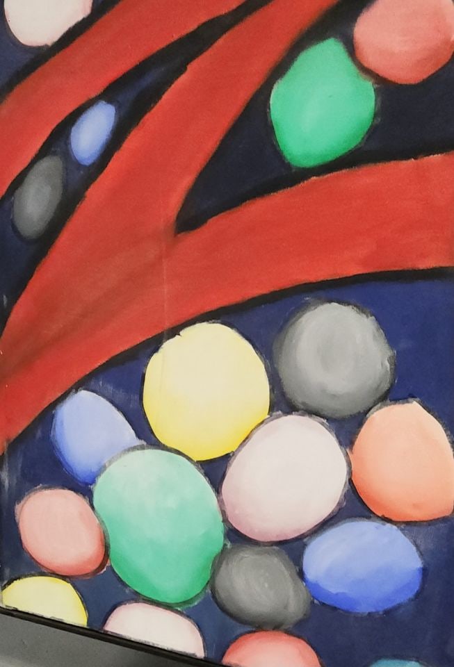 Jen Distasio vintage geometric modernist original abstract oil painting w/ vibrant colors. - 3