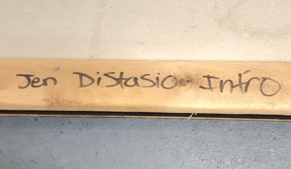 Jen Distasio vintage geometric modernist original abstract oil painting w/ vibrant colors. - 6