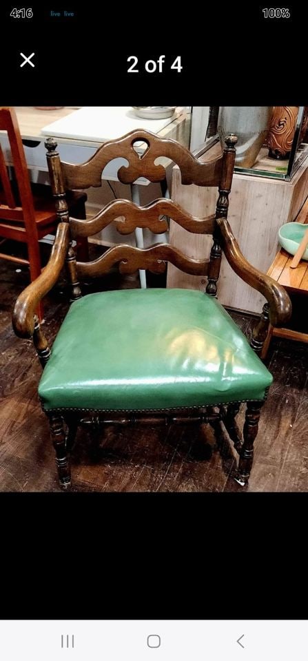 Large antique Victorian hand carved side chair.. very comfortable and in good condition consistent - 2