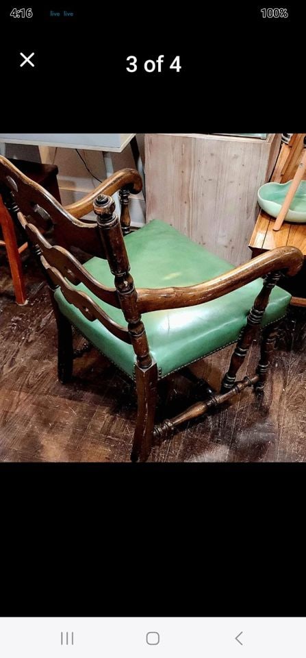 Large antique Victorian hand carved side chair.. very comfortable and in good condition consistent - 3