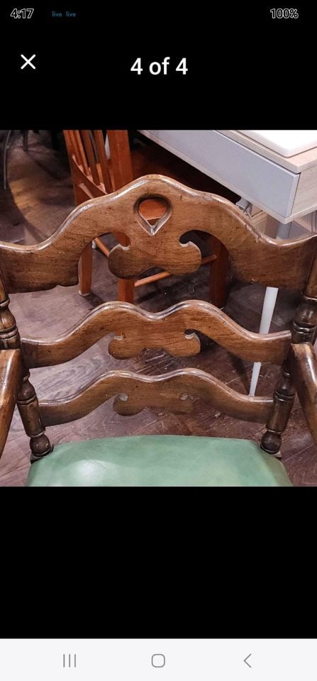 Large antique Victorian hand carved side chair.. very comfortable and in good condition consistent - 4