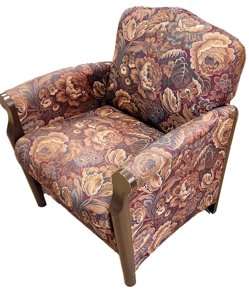 Pair of Bauhaus/Deco side chairs by Nemschoff subsidiary of Herman Miller w/ designer floral design (1 of 1)