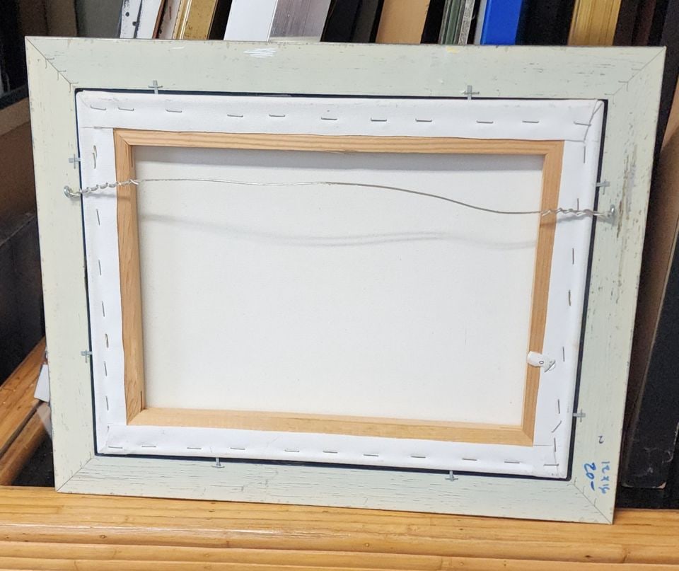 Signed vintage original impressionist landscape oil painting w/ still life style composition. 15"x - 5