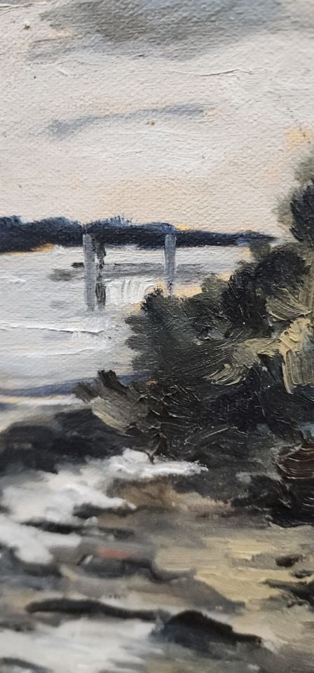 Captivating vintage impressionist landscape oil painting w/ pallet knife/impasto texture. Signed - 2