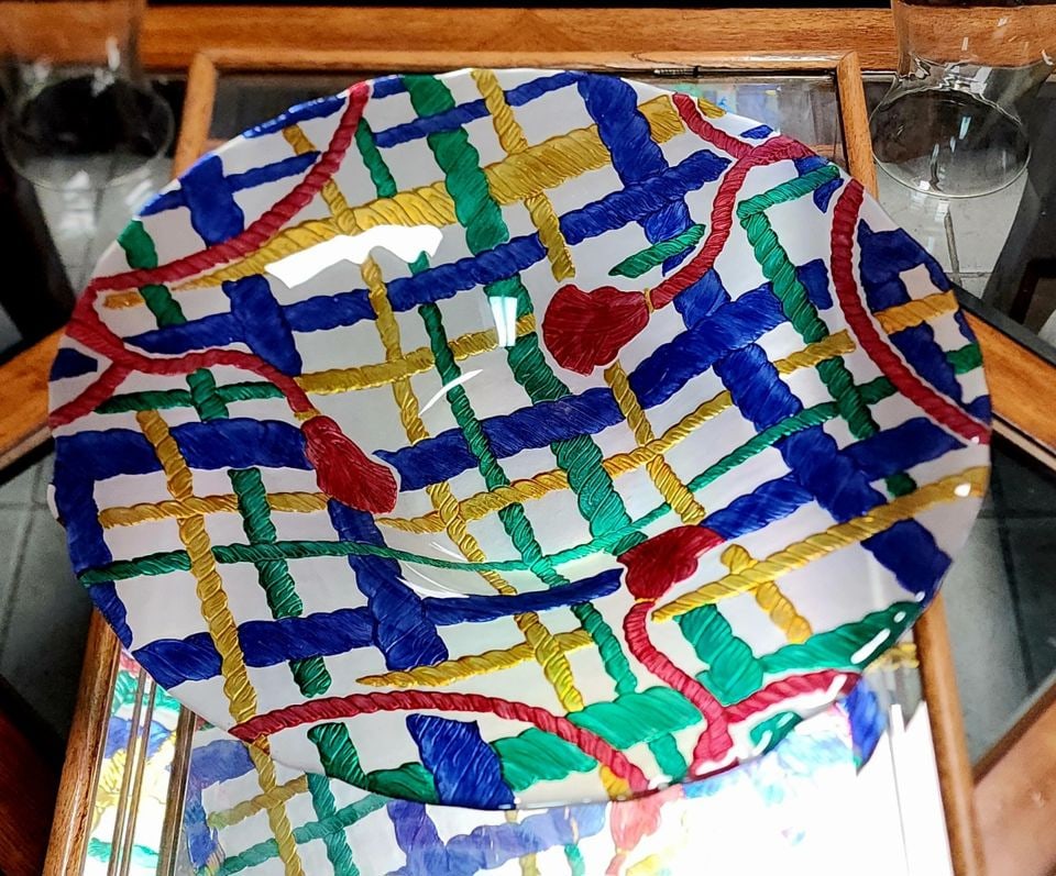 Large vintage Italian art glass charger platter by Garanzia. 19" Diameter - 3