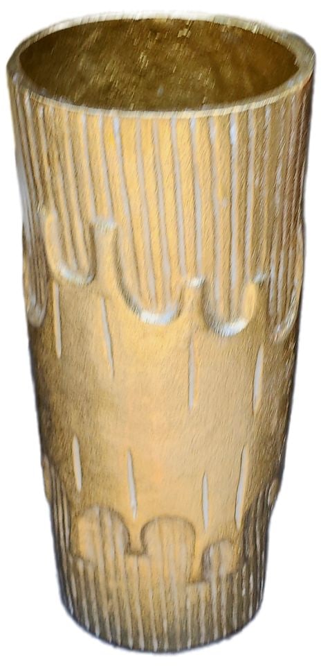 Vintage mid-century / deco-style gold finished tall metal art vase - 4