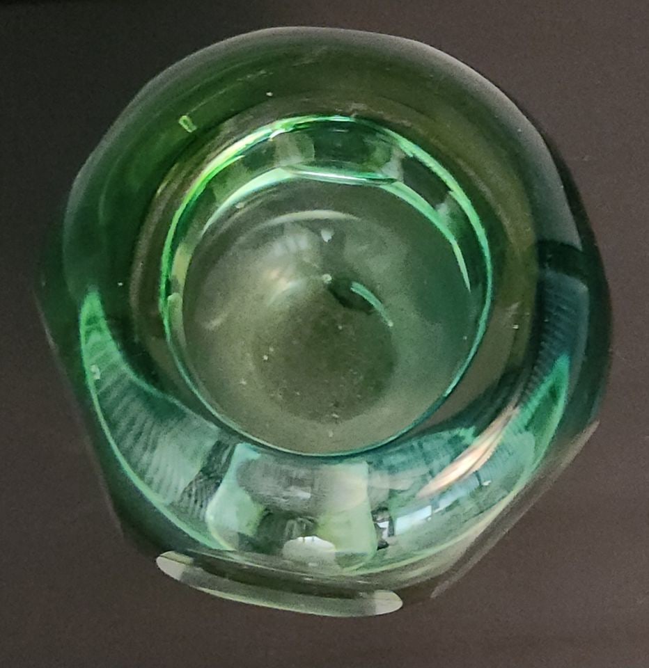 Heavy Murano design solid art glass small vase and candle holder. - 4