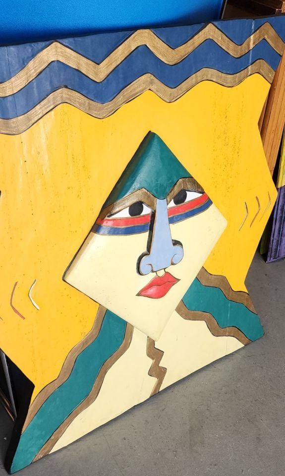 Rare Vintage Cubist wood & mixed-media wall sculpture by Joy Richardson, titled "The Spirit of a - 5