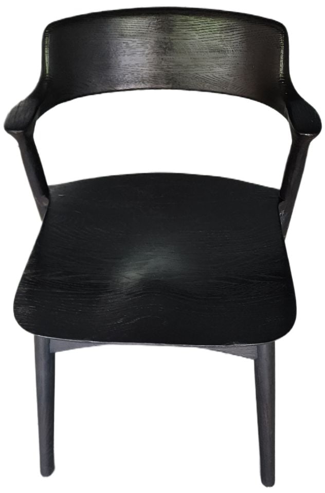 A Black Iconic Wood Oskar Side Chair Danish Designed from Restoration Hardware - 2