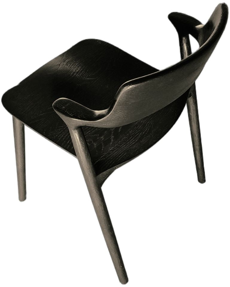A Black Iconic Wood Oskar Side Chair Danish Designed from Restoration Hardware - 3