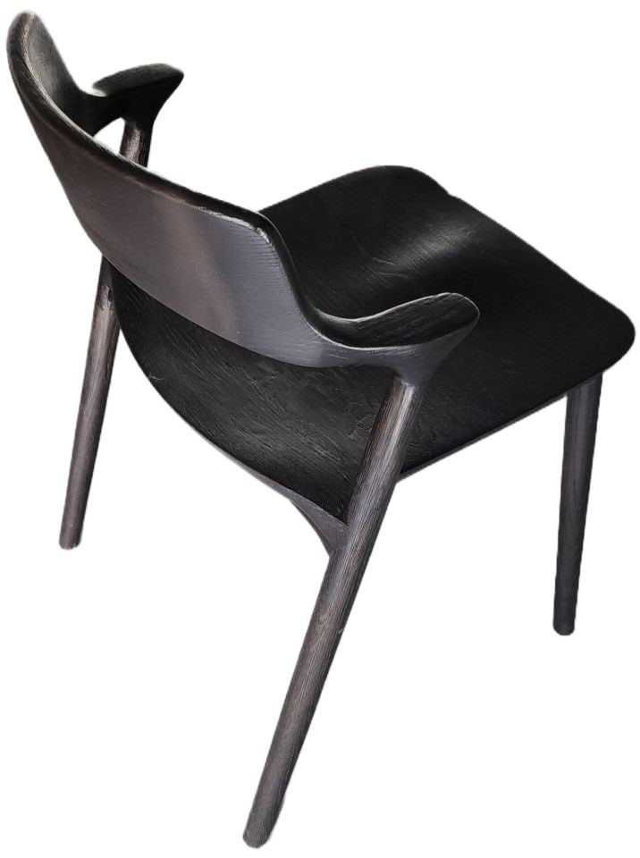A Black Iconic Wood Oskar Side Chair Danish Designed from Restoration Hardware - 5